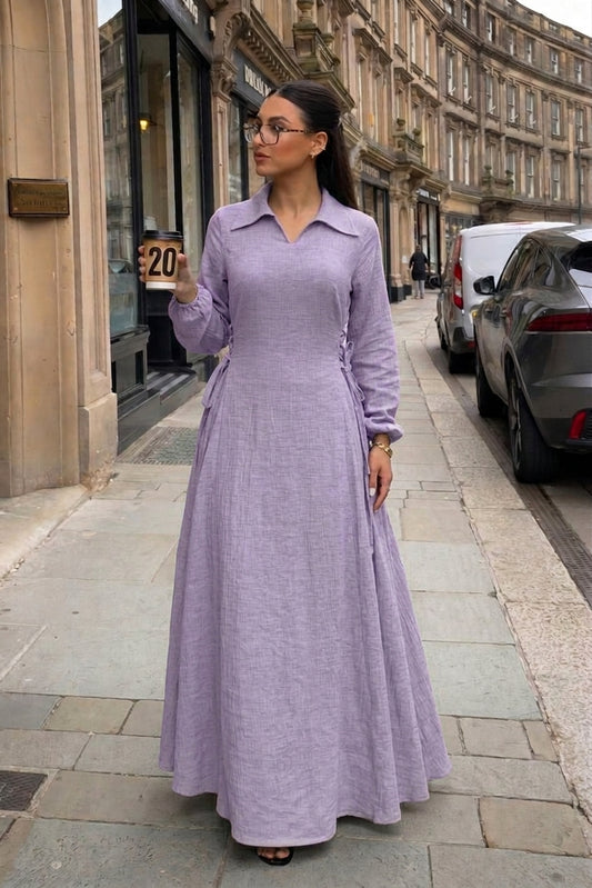 Robe Longue en Lin avec Détails Lacés